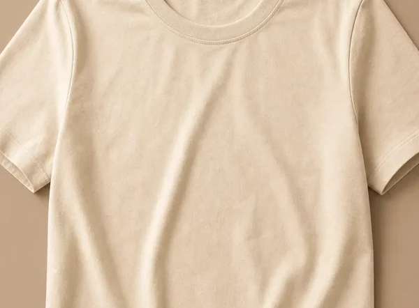 Beige Cotton T-Shirt - Fabric Texture Close-Up
