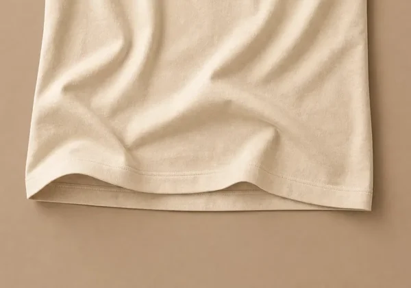 Beige Cotton T-Shirt - Hem & Fit Detail