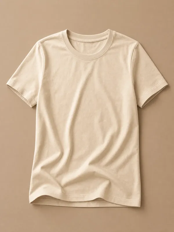 Beige Cotton T-Shirt - Front View