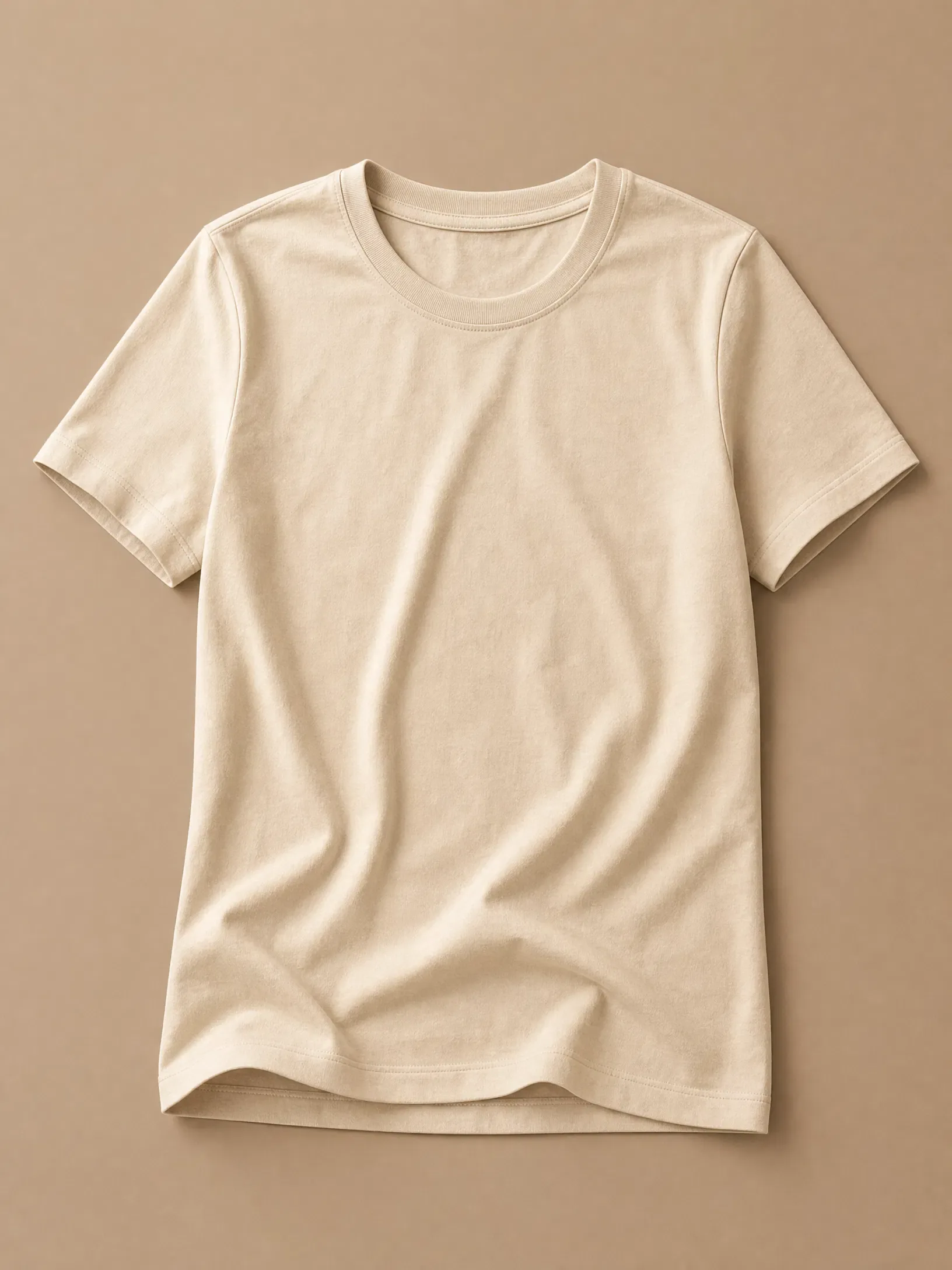 Beige Cotton T-Shirt - Front View