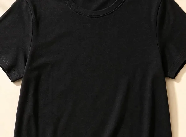 Black Cotton T-Shirt - Fabric Texture Close-Up