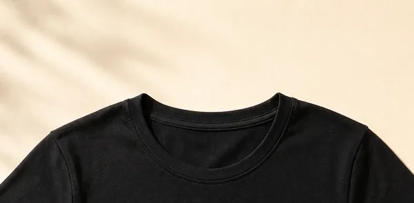 Black Cotton T-Shirt - Neckline & Collar Detail