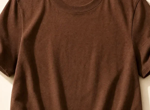 Brown Cotton T-Shirt - Fabric Texture Close-Up