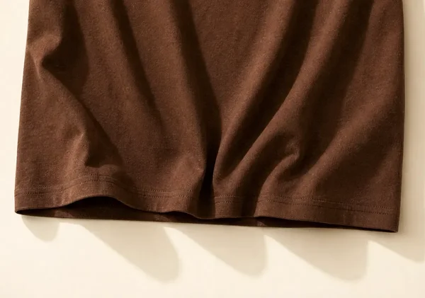 Brown Cotton T-Shirt - Hem & Fit Detail