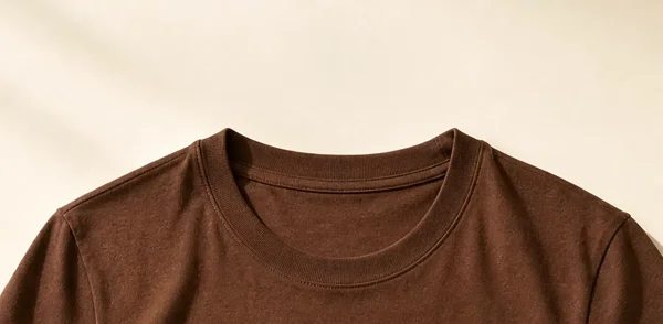 Brown Cotton T-Shirt - Neckline & Collar Detail