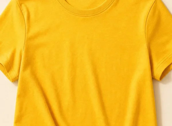 Mustard Cotton T-Shirt - Fabric Texture Close-Up