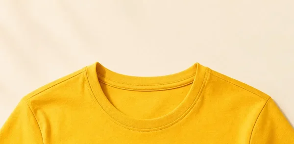 Mustard Cotton T-Shirt - Neckline & Collar Detail