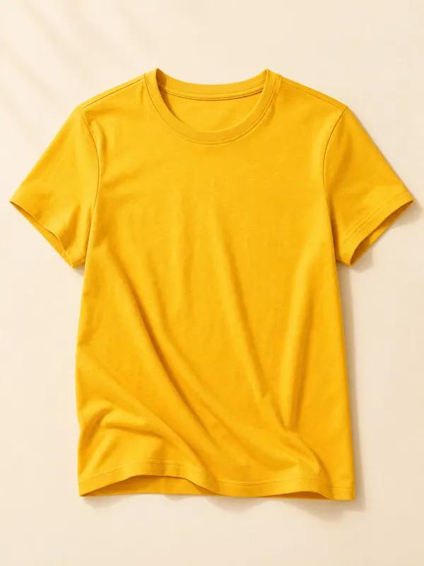 Mustard Cotton T-Shirt - Front View