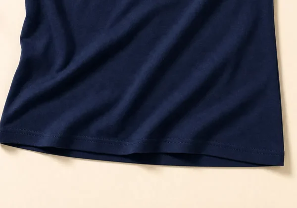 Navy Cotton T-Shirt - Hem & Fit Detail