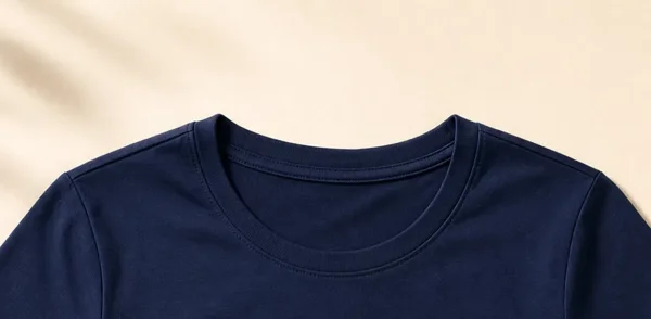 Navy Cotton T-Shirt - Neckline & Collar Detail