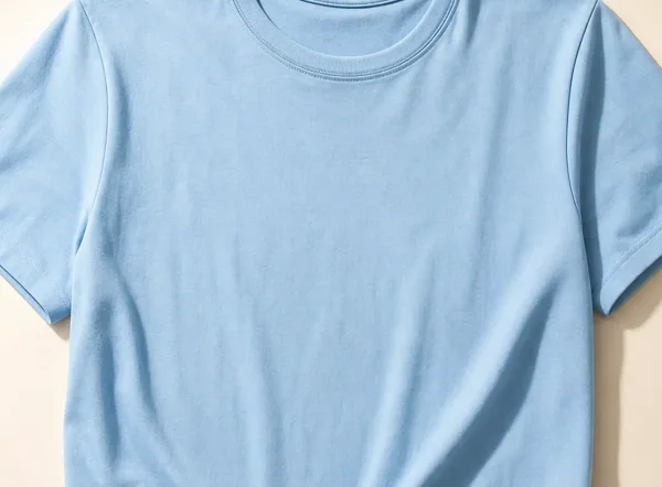Sky Blue Cotton T-Shirt - Fabric Texture Close-Up