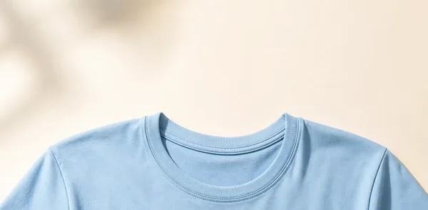 Sky Blue Cotton T-Shirt - Neckline & Collar Detail