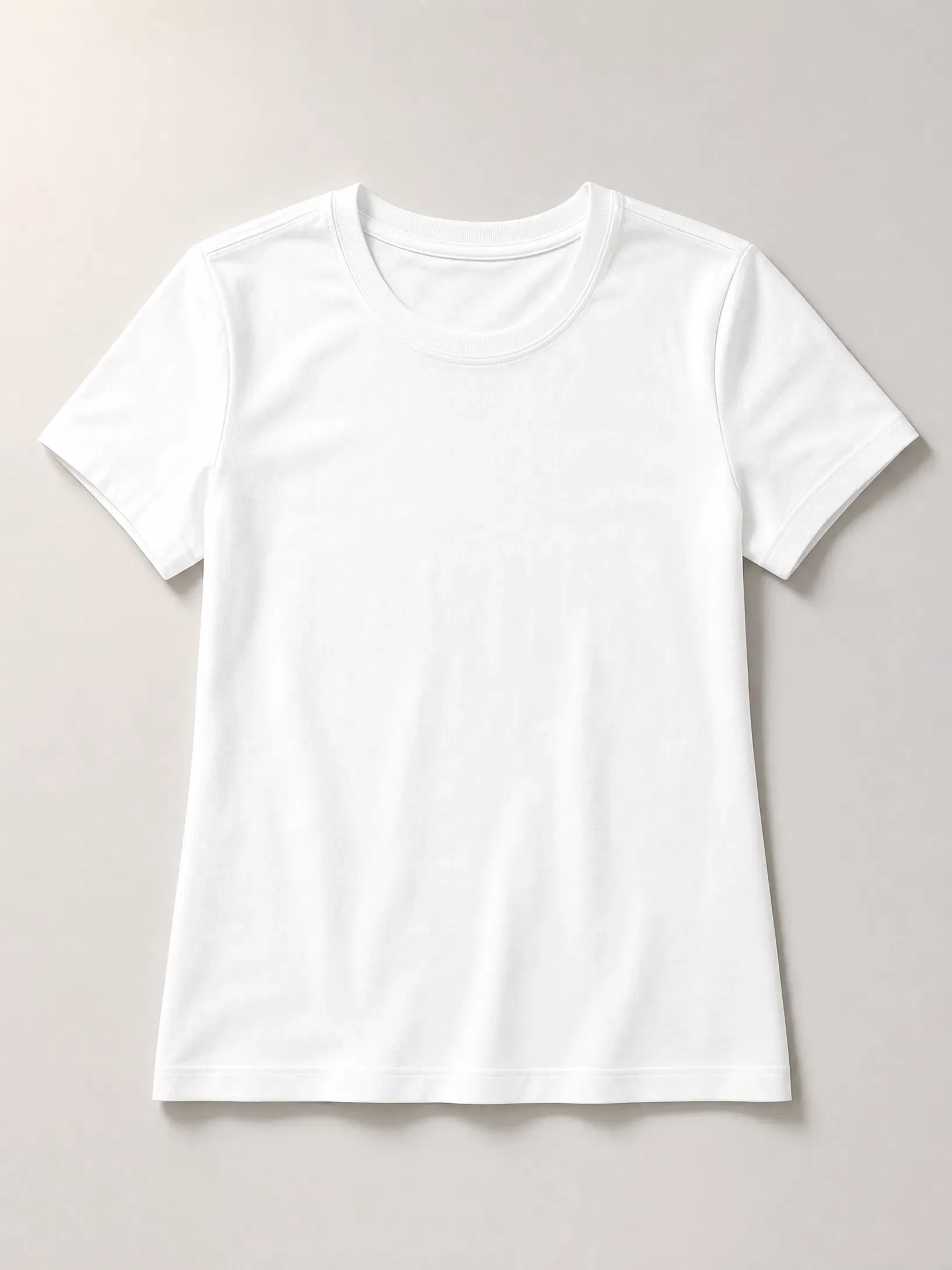 White Cotton T-Shirt - Front View